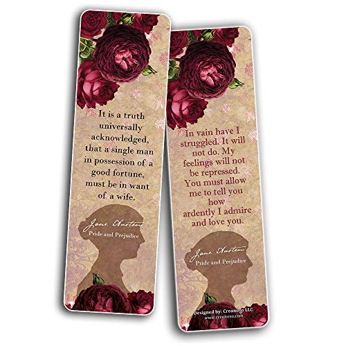 Reading Gifts for Women (30-Pack) - Bookmark Cards Jane Austen Mr Darcy Elizabeth Bennet Bookclub Reader Stocking Stuffers - Floral Flowers Romantic Party Favors