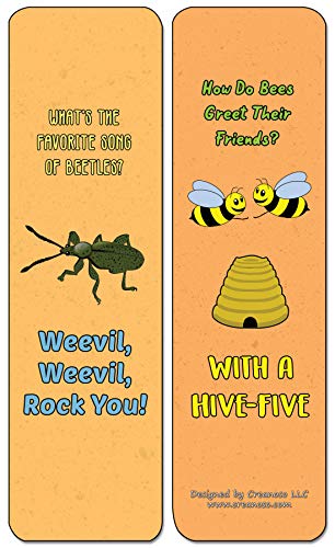 Creanoso Insect Puns Silly Hilarious Bookmarks Cards (30-Pack) - Assorted Designs for Children - Classroom Reward Incentives for Students - Stocking Stuffers Party Favors & Giveaways for Teens
