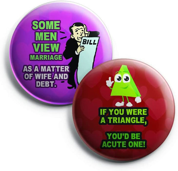 Creanoso Funny I love you couple puns for him and her Button Pins (1-Set X 10 Buttons) - Stocking Stuffers Premium Quality Gift Ideas for Children, Teens, & Adults - Corporate Giveaways & Party Favors