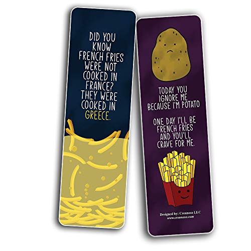 Funny Fries Puns Jokes Bookmarks (60-Pack) - Unique Stocking Stuffers Gifts for Boys & Girls, Unisex Adults ÃƒÂ¢Ã¢â€šÂ¬Ã¢â‚¬Å“ Cool Book Page Clippers Collection Set for Kids ÃƒÂ¢Ã¢â€šÂ¬Ã¢â‚¬Å“ Awesome Giveaways