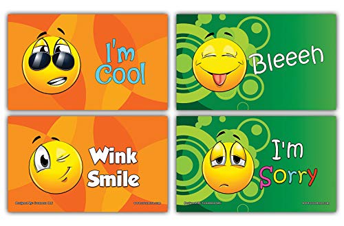 24 Commonly Use Emojis Learning Flash Cards (60-Pack - 12 cards front & back designs x 5 sets)