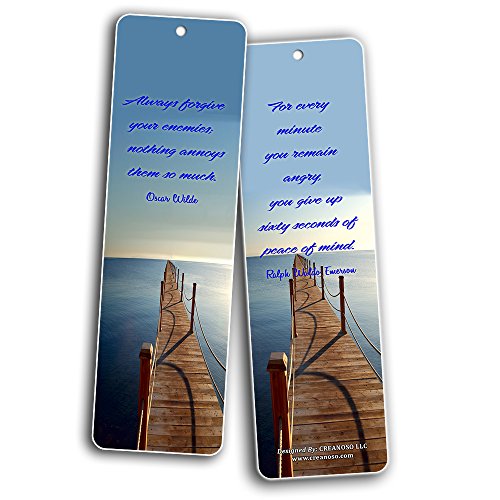 Creanoso Inspirational Bookmarks (12-Pack) - Kindness Quotes - Positive Motivational Self Help Bookmarker Card - Best Encouragement Set