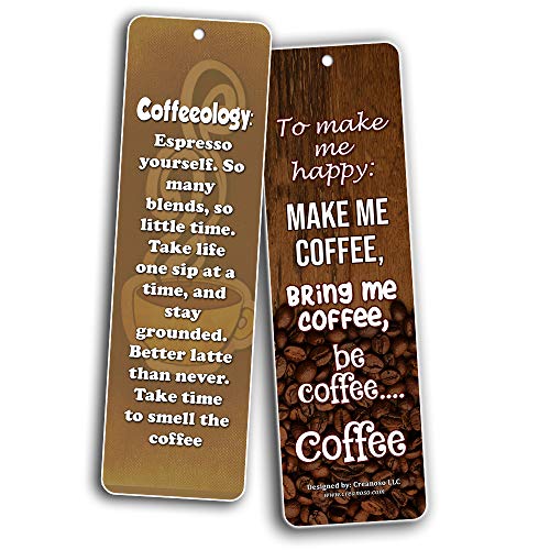 Creanoso Powerful Coffee Sayings Quotes Series II Awesome Bookmarks Gift (60-Pack) ÃƒÂ¢Ã¢â€šÂ¬Ã¢â‚¬Å“ Six Assorted Quality Bookmarks Bulk Set ÃƒÂ¢Ã¢â€šÂ¬Ã¢â‚¬Å“ Premium Gift for Baristas Coffee Drinkers Lovers Cafeteria Decal