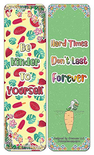 Creanoso Confidence Positive Motivational Bookmarks (30-Pack) - Assorted Designs for Children - Classroom Reward Incentives for Students - Stocking Stuffers Party Favors & Giveaways for Teens & Adults