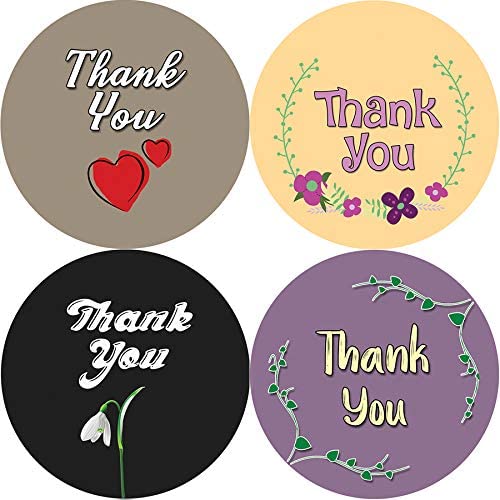 Thank You Stickers (10-Sheet) - 1.5 Round 16 Designs - for Birthdays, Weddings, Giveaways, Bridal Showers and Perfect for Small Business Owner - for Gifts Bags,Envelopes,Bubble mailers& Bags