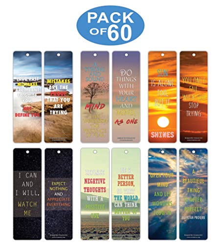 Creanoso Inspirational Mind and Thought Sayings Quotes Bookmarkers (60-Pack) ÃƒÂ¢Ã¢â€šÂ¬Ã¢â‚¬Å“ Deep Reflection Thoughts Bookmarks Card Set ÃƒÂ¢Ã¢â€šÂ¬Ã¢â‚¬Å“ Premium Professional Gifts ÃƒÂ¢Ã¢â€šÂ¬Ã¢â‚¬Å“ Awesome Bookmarks