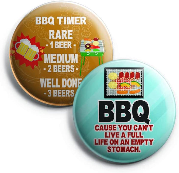 Creanoso Funny Barbecue Sayings Button Pins (1-Set X 10 Buttons) - Stocking Stuffers Premium Quality Gift Ideas for Children, Teens, & Adults - Corporate Giveaways & Party Favors