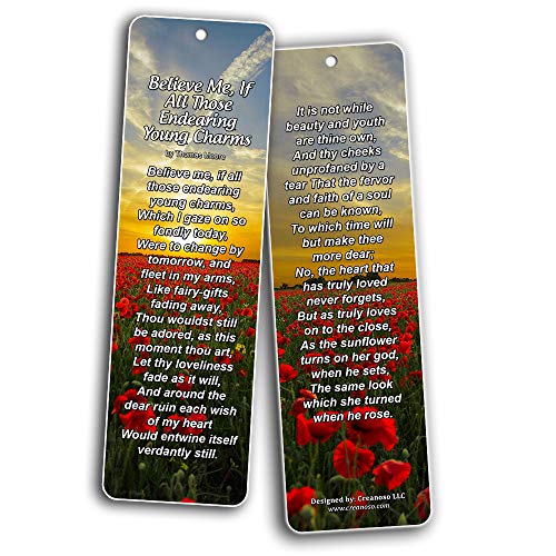 Famous Classical Short Poems Bookmarks Series 1 - Love (30Pack)