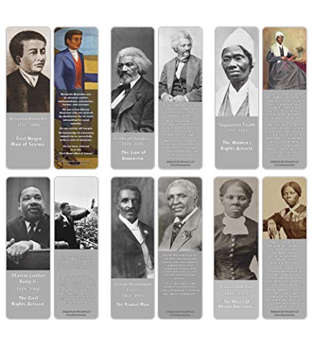 Creanoso Famous Historical African Americans Bookmark Cards (30-Pack) Ã¢â‚¬â€œ Learning Reading Bookmarks Collection Set Ã¢â‚¬â€œ Stocking Stuffers for Young Men & Women, Students Ã¢â‚¬â€œ Classroom Incentives