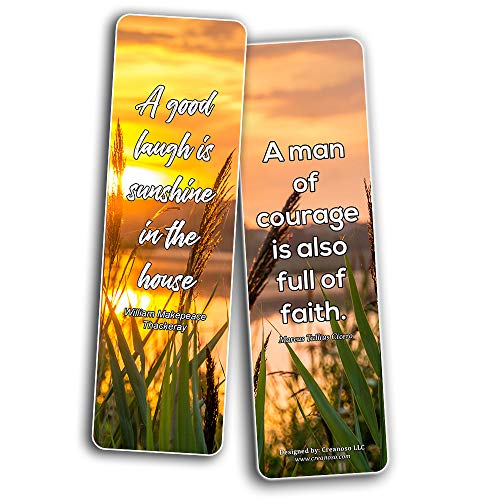 Creanoso Great Quotes to Ponder About Courage Change Wisdom Bookmarks (30-Pack) Ã¢â‚¬â€œ Stocking Stuffers Gift for Men & Women, Teens - Rewards Gifts Ã¢â‚¬â€œ Awesome Bookmark Collection for Bookworms
