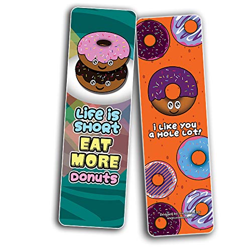 Funny Donuts Sayings Bookmarks (60-Pack) - Premium Quality Design Perfect Gift for Bibliophiles - Stocking Stuffers Gift Ideas for Boys and Girls