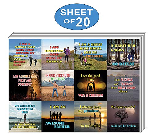 Creanoso Word of Affirmation Stickers for Dads (20-Sheet) â€“ Funny Gift Stickers â€“ Premium Gift Ideas for Men, Fathers, Dads, Daddies â€“ Positive Quote Sayings Wall Table Surface DÃ©cor Art Decal