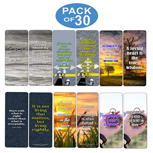 Creanoso Great Quotes to Ponder About Courage Change Wisdom Bookmarks (30-Pack) Ã¢â‚¬â€œ Stocking Stuffers Gift for Men & Women, Teens - Rewards Gifts Ã¢â‚¬â€œ Awesome Bookmark Collection for Bookworms