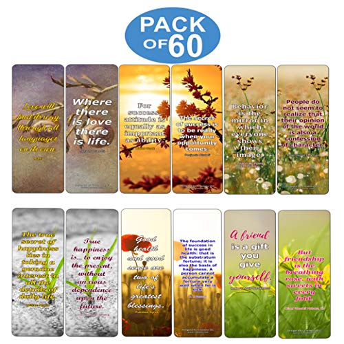 Creanoso Great Quotes to Ponder Upon Bookmarks (60-Pack) ÃƒÂ¢Ã¢â€šÂ¬Ã¢â‚¬Å“ Inspirational Quote Sayings Bookmarker Cards - Awesome Page Marker Set ÃƒÂ¢Ã¢â€šÂ¬Ã¢â‚¬Å“ Premium Gift for Men, Women, Adults