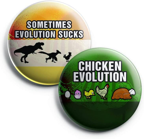 Funny Evolution Button Pins (1-Set X 10 Buttons)