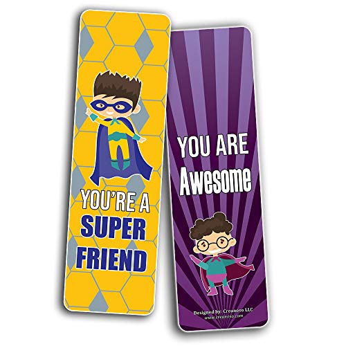 Superhero Friendship Cards Bookmarks for Kids (30-Pack) Ã¢â‚¬â€œ Assorted Book Reading Bookmarks Ã¢â‚¬â€œ Stocking Stuffers Friendship Gifts for Children Students Bestfriends - Party Favors