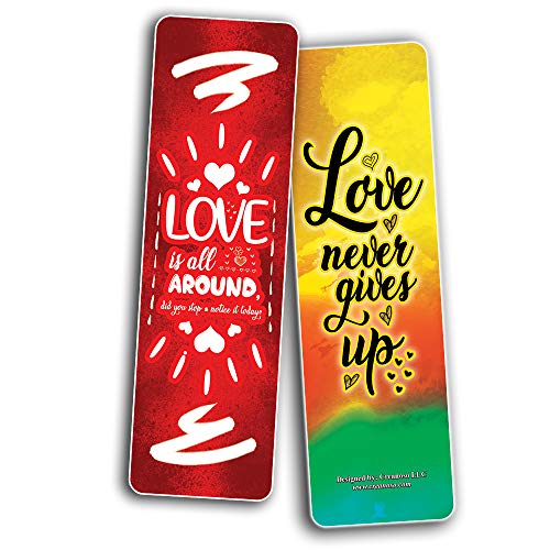 Creanoso Love Bookmarks (30-Pack) - Love Quotes Reading for Bookworms and Bibliophiles - Stocking Stuffers Gift Ideas for Boys and Girls