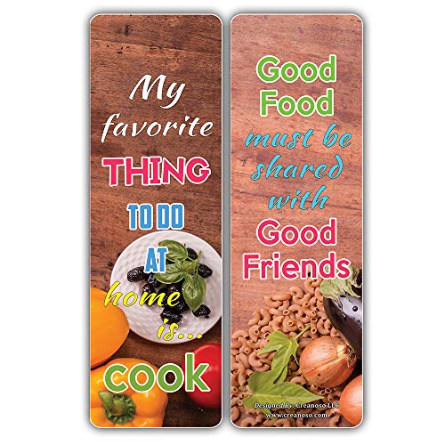 Creanoso Food Lovers Inspirational Quotes Bookmark Cards Series 2 (30-Pack) Ã¢â‚¬â€œ Stocking Stuffers Gift for Chefs, Cooks, Food Lovers, Adult Men & Women Ã¢â‚¬â€œ Home Food Supplies