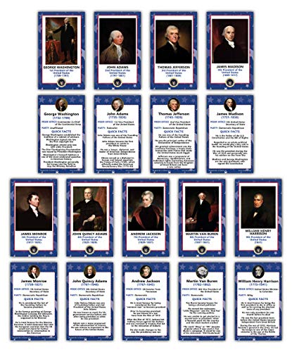 Creanoso US Presidents Flashcards (90-Pack) â€“ 45 Presidents of the United States Educational Card â€“- Learning Materials â€“ Washington Lincoln Roosevelt Obama Trump - Gift Set for Boys, Girls