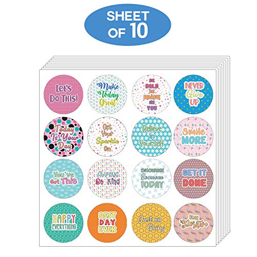 Creanoso Affirmation Stickers - Confetti Words to Inspire (10-Sheet) - Classroom Reward Incentives for Students - Stocking Stuffers Party Favors & Giveaways for Children, Teens & Adults