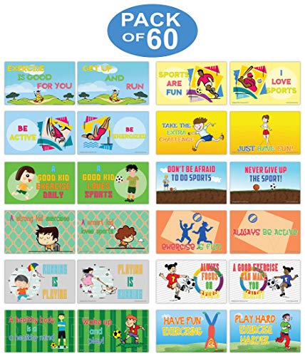 Creanoso Inspiring Sayings Flashcards for Kids - School Education (60-Pack) â€“ Unique Gift Set for Boys, Girls â€“ Inspiring Inspirational Sayings Notecards â€“ Unique Informational Cards - Giveaways
