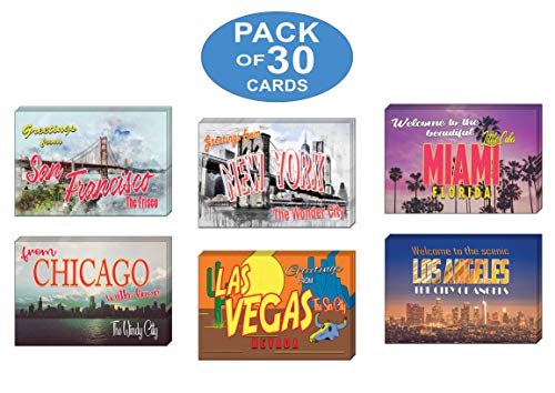 Creanoso Famous US National Parks Travel Cards (30-Pack) â€“ 6 Famous US National Parks - Premium Post Cards Set for Travelers, Tourists Men, Women â€“ Yosemite Grand Canyon Joshua Tree Zion