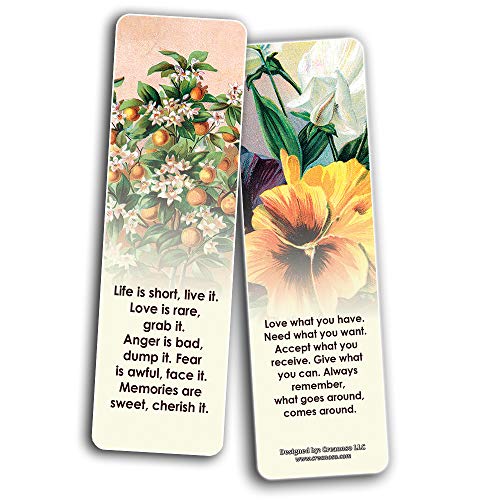 Creanoso Inspiring Words Floral Sayings Bookmarks (60-Pack) ÃƒÂ¢Ã¢â€šÂ¬Ã¢â‚¬Å“ Bookmarker Cards for Women - Six Assorted Quality Page Clipper Bulk Set ÃƒÂ¢Ã¢â€šÂ¬Ã¢â‚¬Å“ Premium Gift for Mothers, Moms, Girls ÃƒÂ¢Ã¢â€šÂ¬Ã¢â‚¬Å“ Premium Gifts