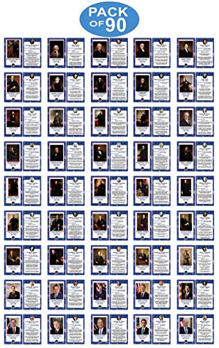 Creanoso US Presidents Flashcards (90-Pack) â€“ 45 Presidents of the United States Educational Card â€“- Learning Materials â€“ Washington Lincoln Roosevelt Obama Trump - Gift Set for Boys, Girls