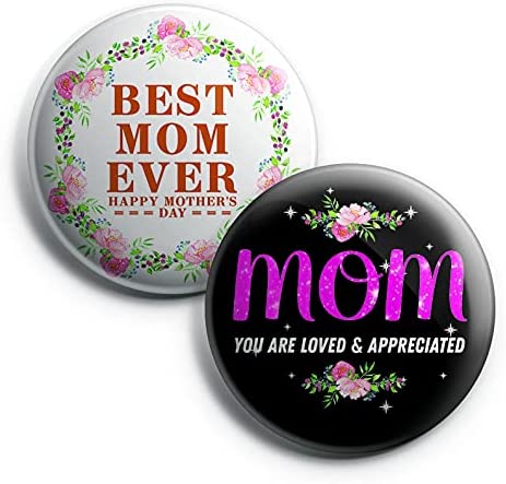 Happy Mothers Day Pinback Button Pins (1-Set X 10 Buttons)