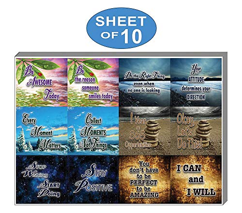 Creanoso Happiness Life Quotes Positive Stickers (10-Sheet) â€“ Total 120 pcs (10 X 12pcs) Individual Small Size 2.1 x 2. Inches , Waterproof, Unique Personalized Themes Designs, Any Flat Surface DIY Decoration Art Decal for Boys & Girls, Children, Teens
