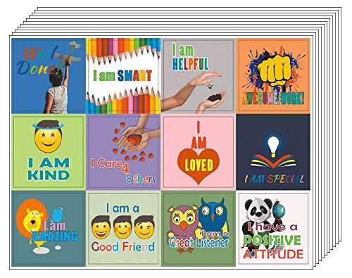 Creanoso Positive Words Sayings for Kids Stickers (20 Sheets) - Inspiring Word Art Decal Surface Stickers â€“ Great Sticker Gifts for Boys, Girls, Kids, Teens â€“ Affirmative Words Sticky Cards Pack