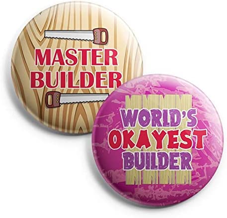 Creanoso I am a Builder Pinback Buttons (1 Set x 10 Buttons) - Stocking Stuffers Premium Quality Gift Ideas for Children, Teens, & Adults - Corporate Giveaways & Party Favors