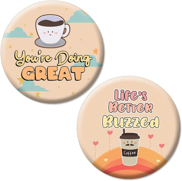 Fun Quotes for Coffee Addict Buttons (1-Set X 10 Buttons)
