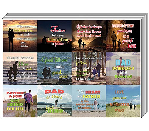 Creanoso Inspiring Sayings Father and Son Quote Stickers (20-Sheet) â€“ Unique Wall Art DÃ©cor Sayings Gift Stickers â€“ Awesome Stocking Stuffers Gifts for Father & Son, Dads, Daddies â€“ DIY Decal Set