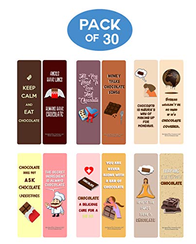 Creanoso Chocolate Lovers Quotes Bookmarks (30-Pack) - Classroom and School Reward Incentives - Gift Ideas for Boys & Girls, Teens