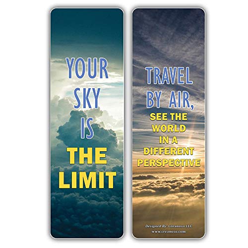Creanoso Air Travel Adventures Sayings Bookmarks (30-Pack) Ã¢â‚¬â€œ Great Travel Giveaways for Travelers, Adventurers, Explorers - Stocking Stuffers Gift for Men, Women, Adult, Teens Ã¢â‚¬â€œ Epic Adventures