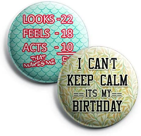 Creanoso Funny Birthday Button Pins (1-Set X 10 Buttons) - Stocking Stuffers Premium Quality Gift Ideas for Children, Teens, & Adults - Corporate Giveaways & Party Favors