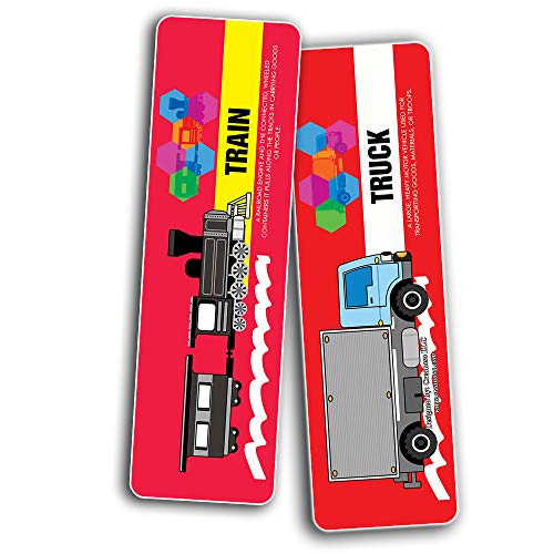 Transportation Vocabolary Bookmarks (30-Pack)-Stocking Stuffers Premium Quality Gift Ideas for Children, Teens, Adults - Corporate Giveaways & Party Favors