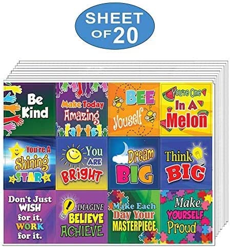 Colorful Inspirational and Motivational Quotes Stickers (20 Sheet)