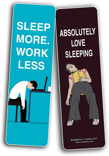 Creanoso Cute I love sleeping Bookmarks (2-Sets X 6 Cards)â€“ Daily Inspirational Card Set â€“ Interesting Book Page Clippers â€“ Great Gifts for Kids and Teens