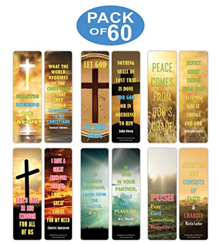 Creanoso Inspiring Quotes Christian Sayings Bookmarks (60-Pack) ÃƒÂ¢Ã¢â€šÂ¬Ã¢â‚¬Å“ Six Assorted Quality Bookmarker Cards Bulk Set ÃƒÂ¢Ã¢â€šÂ¬Ã¢â‚¬Å“ Premium Gift for Men & Women, Adults ÃƒÂ¢Ã¢â€šÂ¬Ã¢â‚¬Å“ Premium Gift Set ÃƒÂ¢Ã¢â€šÂ¬Ã¢â‚¬Å“ Book Marking C