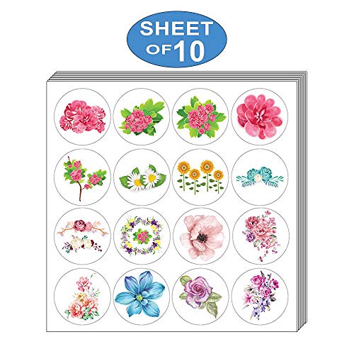 Creanoso Flower Stickers (10-Sheet) â€“ Elegant Flower Wall Stickers â€“ Assorted Bulk Note Stickers for Graduation, Thanksgiving, Wedding, Bridal Party, Birthdays, any Special Occasions â€“ Gifts for Women
