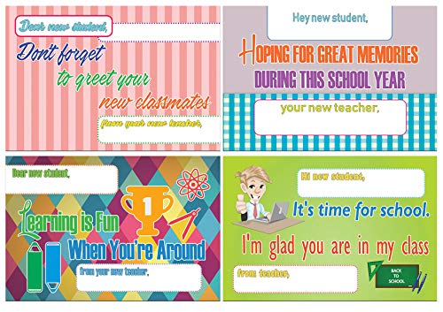 Creanoso Appreciate School Day Positive Postcards (60-Pack) â€“ Unique Inspirational Note Card Bulks Assorted Pack â€“ Cool Giveaways for Teachers to Students â€“ Back to School Days Greeting Cards