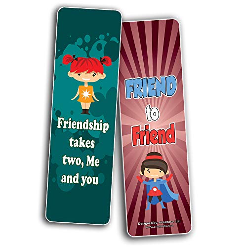 Superhero Friendship Cards Bookmarks for Kids (30-Pack) Ã¢â‚¬â€œ Assorted Book Reading Bookmarks Ã¢â‚¬â€œ Stocking Stuffers Friendship Gifts for Children Students Bestfriends - Party Favors