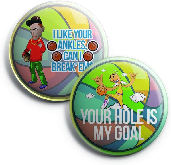 Funny Basketball Button Pins (1-Set X 10 Buttons)