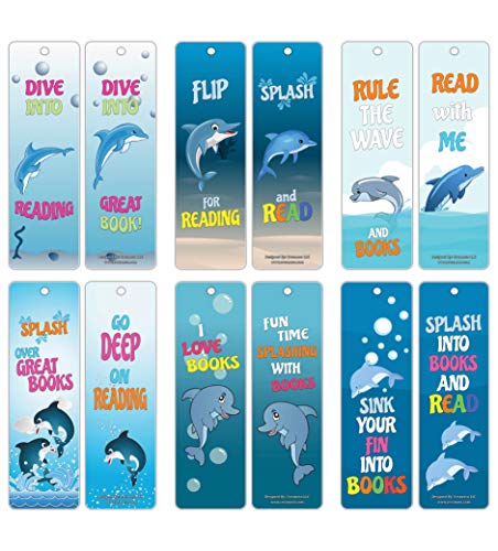 Creanoso Reading Encouragement Dolphin Theme Bookmarks for Kids (60-Pack) ÃƒÂ¢Ã¢â€šÂ¬Ã¢â‚¬Å“ Encouraging Words to Motivate Young Readers ÃƒÂ¢Ã¢â€šÂ¬Ã¢â‚¬Å“ Premium Gift Stocking Stuffers for Boys and Girls