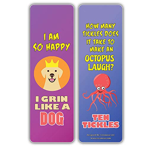 Creanoso Happiness One Liners Jokes Bookmarks Series 2 (30-Pack) Ã¢â‚¬â€œ Six Assorted Quality Bookmarker Cards Set Ã¢â‚¬â€œ Premium Gift Token Giveaways for Men, Women, Adults Ã¢â‚¬â€œ Cool Book Page Clippers