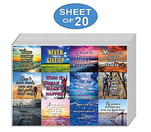Creanoso Soccer Success Motivational Stickers - 20 Sheets â€“ Unique Sticker Cards for Successful Team and Self â€“ Great Sticky Notes for Men, Women, Teens - Great to Stick on any Surfaces â€“ Wall Decor