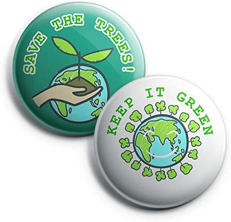 Protect Our Environment Pin Back Buttons - Save Our Trees (10 Pack)