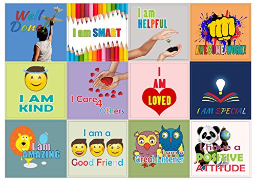 Creanoso Positive Words Sayings for Kids Stickers (20 Sheets) - Inspiring Word Art Decal Surface Stickers â€“ Great Sticker Gifts for Boys, Girls, Kids, Teens â€“ Affirmative Words Sticky Cards Pack